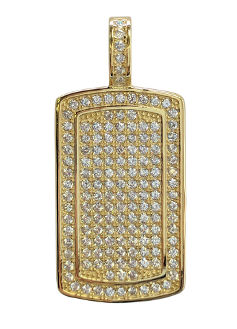 925 Sterling Silver 18K Gold Plated Id Tag Pendant with Cubic Zirconias - Gifts Warehouse Outlet