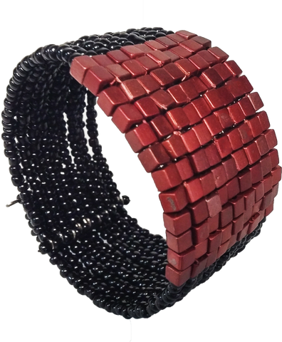 Beaded Black and Copper Cuff Bracelet - Gifts Warehouse Outlet