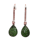 925 Sterling Silver with Simulated Emeralds and Cubic Zirconias Teardrop Shape Dangle Earrings - Gifts Warehouse Outlet