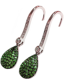 925 Sterling Silver with Simulated Emeralds and Cubic Zirconias Teardrop Shape Dangle Earrings - Gifts Warehouse Outlet