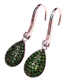 925 Sterling Silver with Simulated Emeralds and Cubic Zirconias Teardrop Shape Dangle Earrings - Gifts Warehouse Outlet