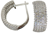 925 Sterling Silver Crescent Hoop with Clear Cubic Zirconias Earrings - 5 Rows (1 1/2 inch) - Gifts Warehouse Outlet