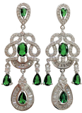 925 Sterling Silver Wedding Jewelry Set with Emerald Green Simulated Gemstone Crystals - Gifts Warehouse Outlet