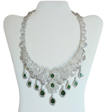 925 Sterling Silver Wedding Jewelry Set with Emerald Green Simulated Gemstone Crystals - Gifts Warehouse Outlet