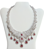 925 Sterling Silver Wedding Jewelry Set with Ruby Red Simulated Gemstone Crystals - Gifts Warehouse Outlet