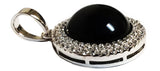 925 Sterling Silver Simulated Onyx with Cubic Zirconias Round Pendant and Earrings Set - Gifts Warehouse Outlet