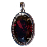 925 Sterling Silver Large Oval Ruby Red Simulated Gemstone Pendant with Clear Cubic Zirconias - Gifts Warehouse Outlet