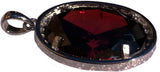 925 Sterling Silver Large Oval Ruby Red Simulated Gemstone Pendant with Clear Cubic Zirconias - Gifts Warehouse Outlet