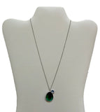 925 Sterling Silver Rhodium Plated Emerald Green Color Stone Pendant - Gifts Warehouse Outlet