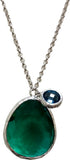 925 Sterling Silver Rhodium Plated Emerald Green Color Stone Pendant - Gifts Warehouse Outlet