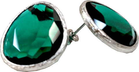 925 Sterling Silver Rhodium Plated Emerald Green Color Stone Earrings - Gifts Warehouse Outlet