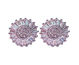 925 Sterling Silver Round Daisy Stud with Clear Cubic Zirconias Earrings - Gifts Warehouse Outlet