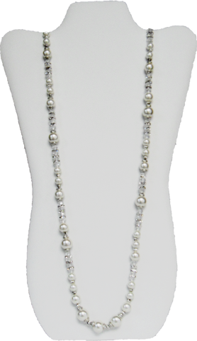 Fashion Necklace made of Crystal and Glass Beads (Length 80cm) - Gifts Warehouse Outlet