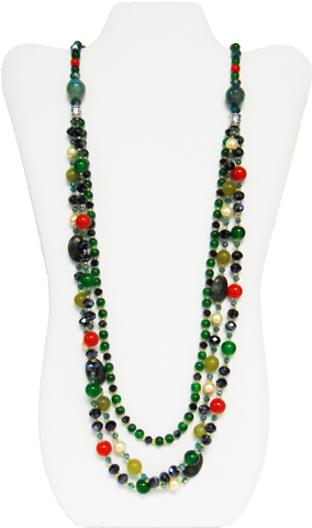 Fashion Necklace made of Glass Beads and Crystal (Length 84cm - 86cm) - Gifts Warehouse Outlet