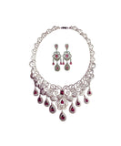 925 Sterling Silver Wedding Jewelry Set with Ruby Red Simulated Gemstone Crystals - Gifts Warehouse Outlet