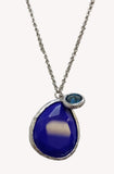 925 Sterling Silver Rhodium Plated Lapiz Color Stone Pendant - Gifts Warehouse Outlet